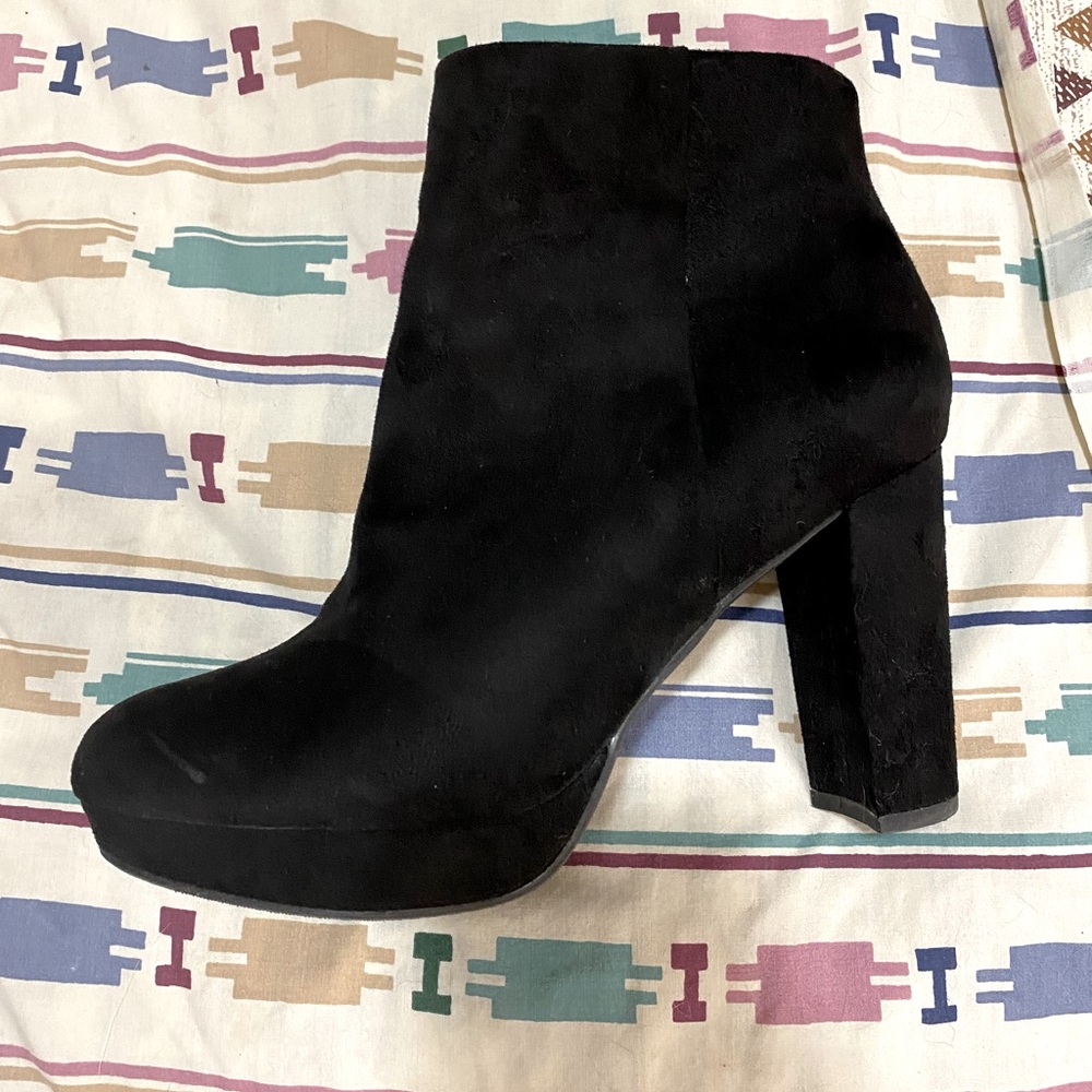 Faux suede booties. Black. Size 10.